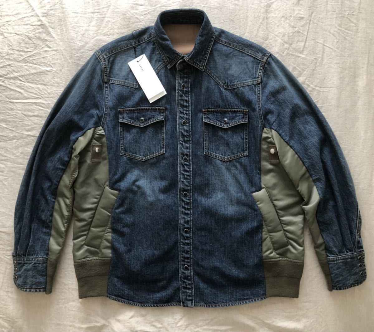 21ss Sacai 定番ハイブリッドMA-1 異素材ドッキングデニムジャケット 1 