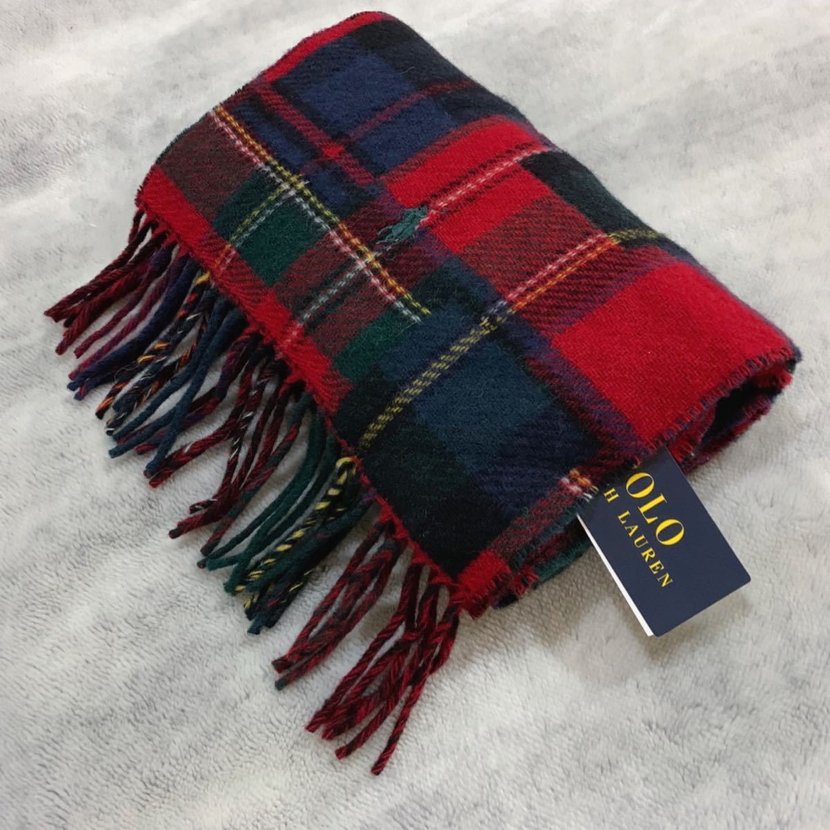 【品質保証,人気SALE】 【新品タグ付き★Sale】POLO RALPH LAUREN★ポロラルフローレン タータンチェック マフラー イタリア製 羊毛100% 17,600円→8,300円