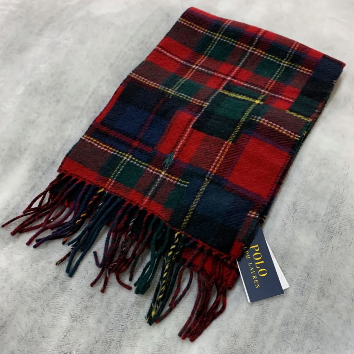 【品質保証,人気SALE】 【新品タグ付き★Sale】POLO RALPH LAUREN★ポロラルフローレン タータンチェック マフラー イタリア製 羊毛100% 17,600円→8,300円