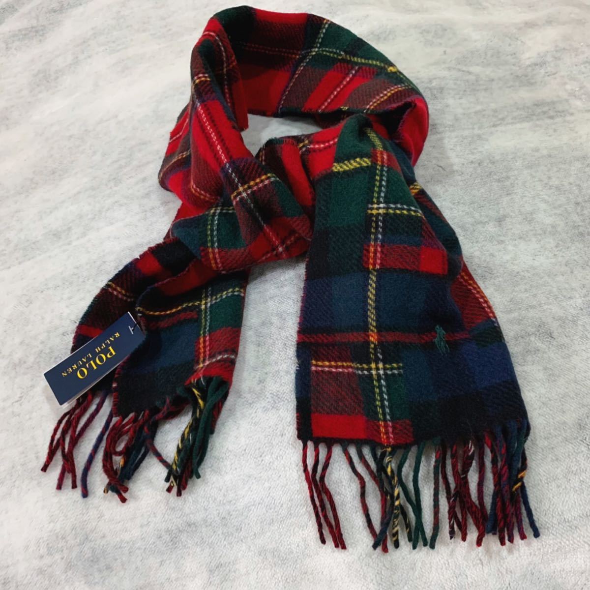 【品質保証,人気SALE】 【新品タグ付き★Sale】POLO RALPH LAUREN★ポロラルフローレン タータンチェック マフラー イタリア製 羊毛100% 17,600円→8,300円