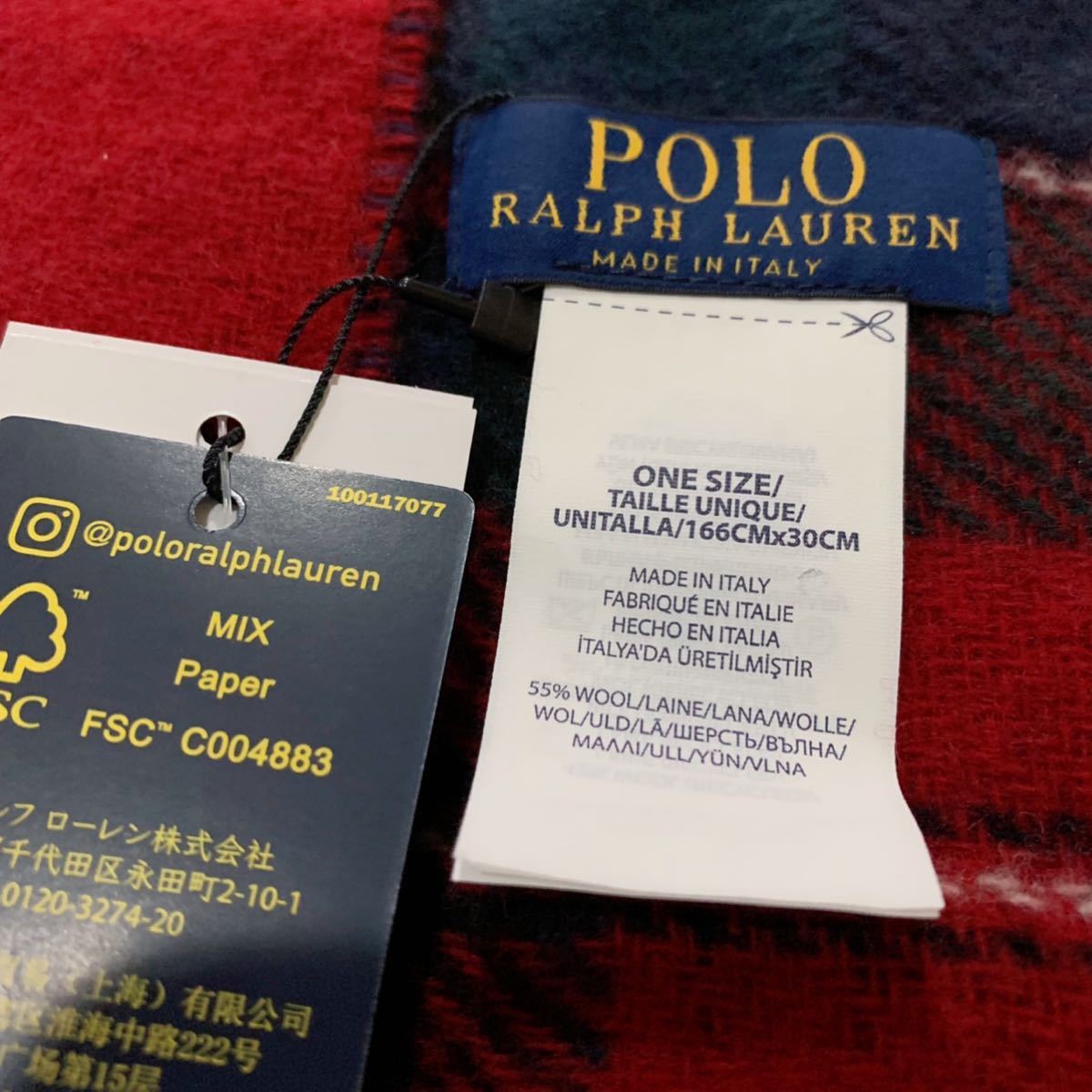 【品質保証,人気SALE】 【新品タグ付き★Sale】POLO RALPH LAUREN★ポロラルフローレン タータンチェック マフラー イタリア製 羊毛100% 17,600円→8,300円