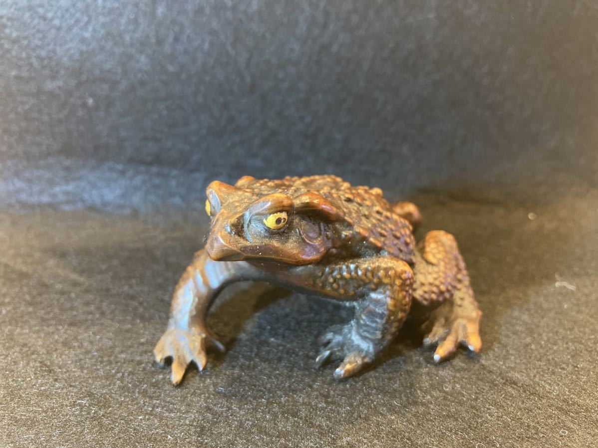 根付 カエル 蛙 時代物 （201729） 古美術蛙 草履 根付