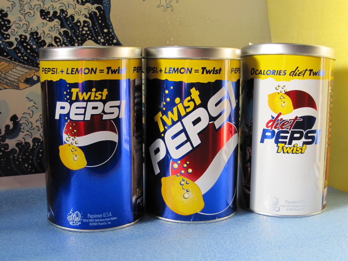 PEPSI TWIST CANタイプ（空容器） ペプシマンプリント2種、TWIST1種 計 