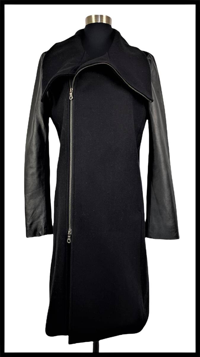 お買い得，SALE NOID. BLACK 17AW レザー切替チェスターコート 1 S NO ID. ノーアイディー(ノーアイディー)｜売買されたオークション情報、yahooの商品情報をアーカイブ公開 - オークファン ノーアイディー