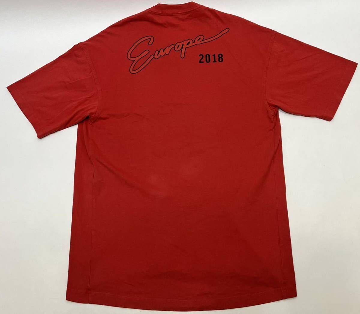 正規品 BALENCIAGA バレンシアガ Europe 2018 ロゴ Tシャツ 赤 XS 