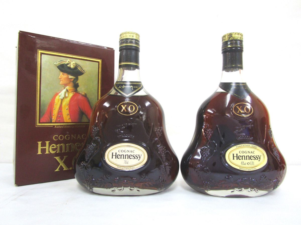 古酒 未開栓 2本セット Hennessy ヘネシー XO 金キャップ クリアボトル