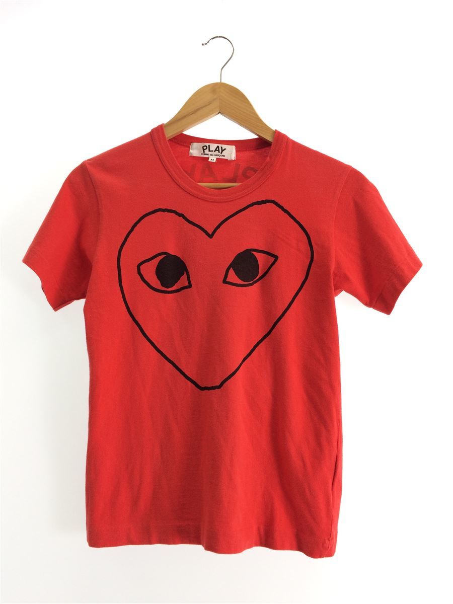 PLAY COMME des GARCONS◆半袖Tシャツ/AZ-T125/M/コットン/RED/プリント