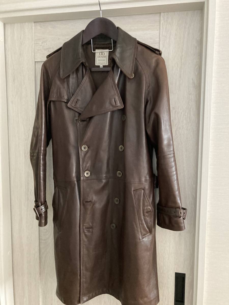 定価20万 イタリア 製 DENIM レザー トレンチ コート 46 emmeti ruffo