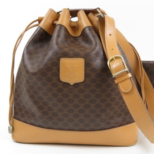 52173☆1円スタート☆CELINE セリーヌ 綺麗 マカダム 巾着 ポーチ付き