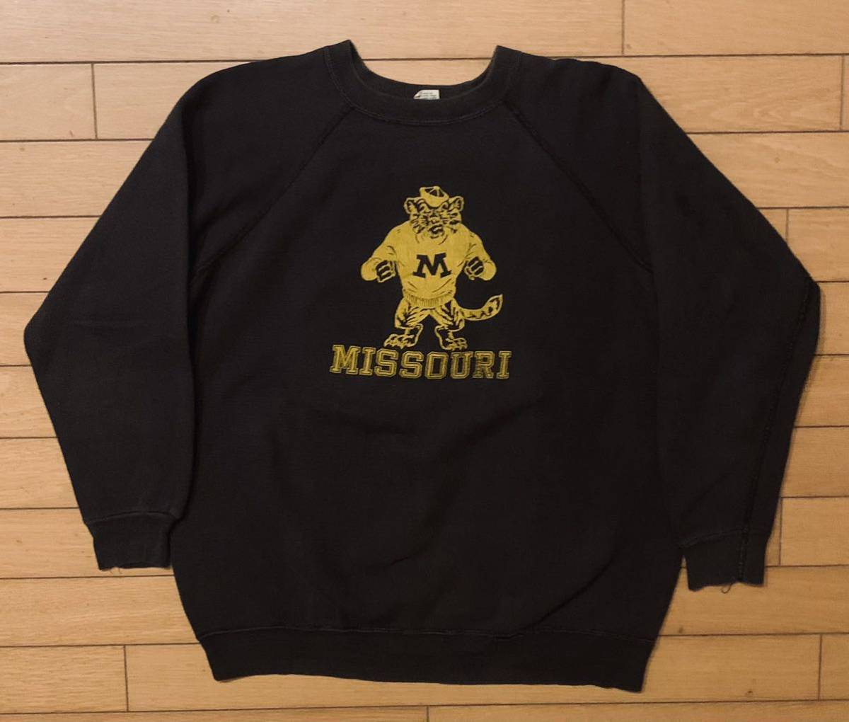 60s Champion カラーフロッキー ブラック スウェット ブラック！XL！両面！60s カラーフロッキー スウェット (champion