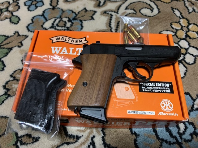 ★【デッドストック　未使用新品】マルシン　ワルサーPPK ウッドグリップ付 送料無