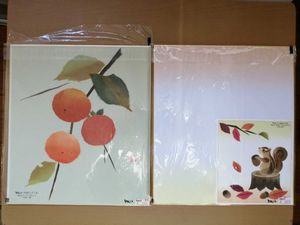 日本画家 吉田登穀 真作 肉筆 絹色紙画 （しゅんこうちぎり絵完成品.2 