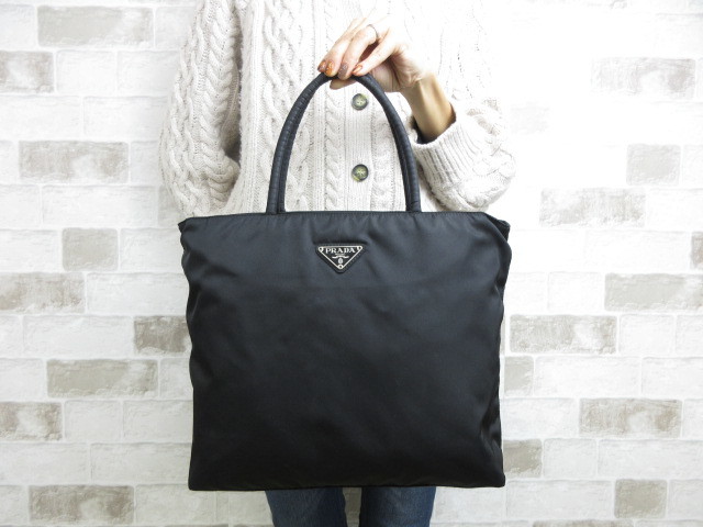 美品】PRADA プラダ 黒 ギャランディ有り シンプルトート 硬