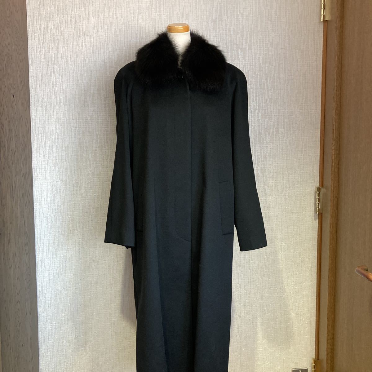 ベルタボーノ BELTA BUONO□カシミヤ100％ウール ロングコート 毛皮 