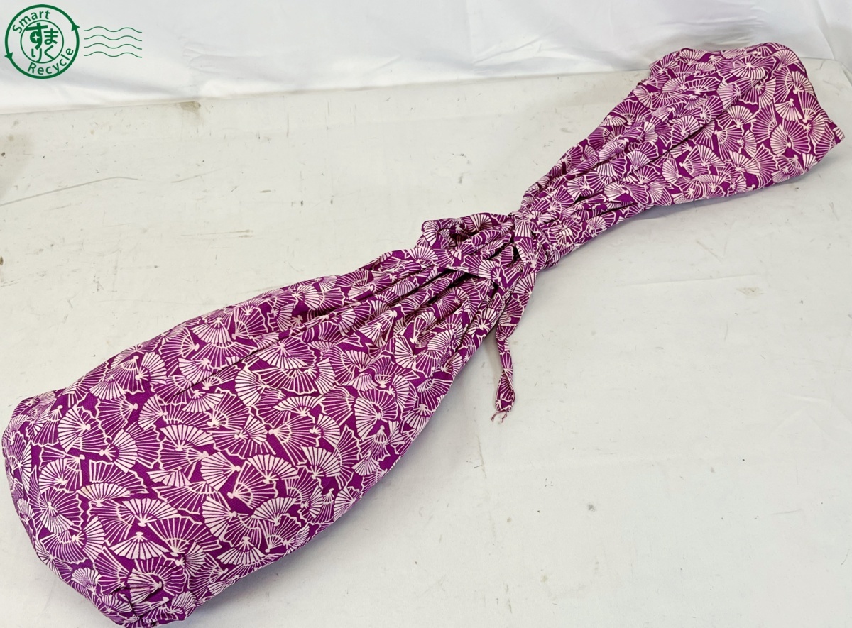 1112253 三味線 三味 弦楽器 和楽器 茶 ブラウン 花柄 布 ソフトケース