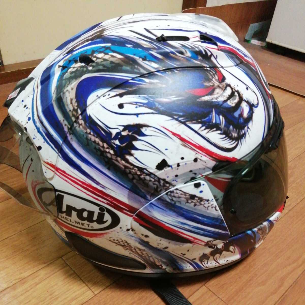 Arai 美品RX-7X Lサイズ、チーク、ヘッドパット1セット、ブルーミラー 