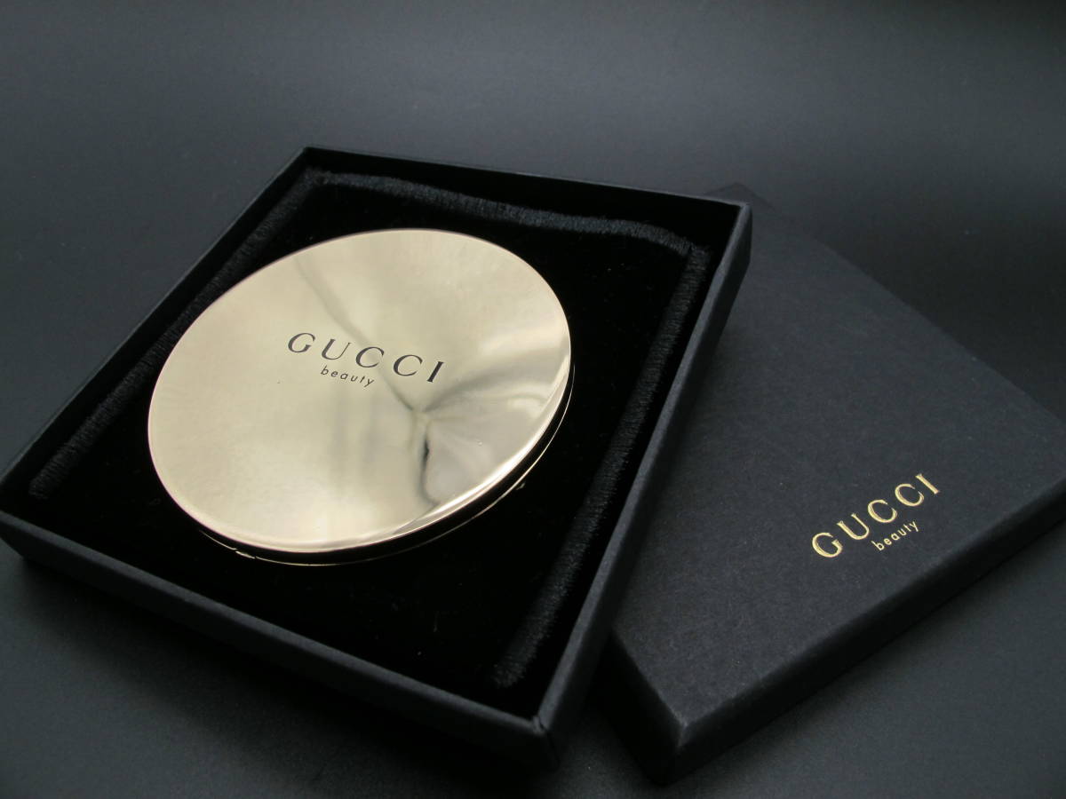 GUCCI グッチ ノベルティミラー 丸型 ゴールド 2面鏡 グッチ