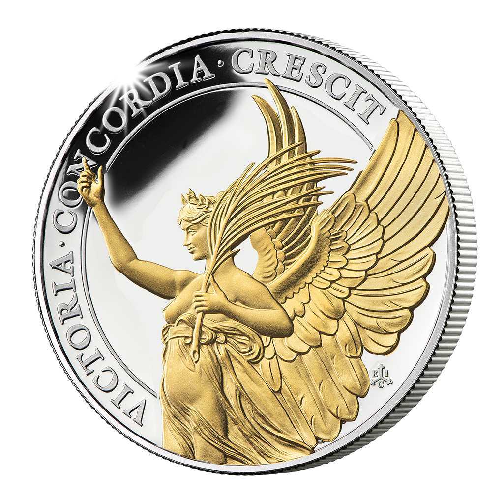 2021 セントヘレナ 女王の美徳 勝利の女神 1ポンド銀貨 NGC MS70 セントヘレナ 2021 女王の美徳シリーズ 銀貨 勝利 プルーフ 金メッキ