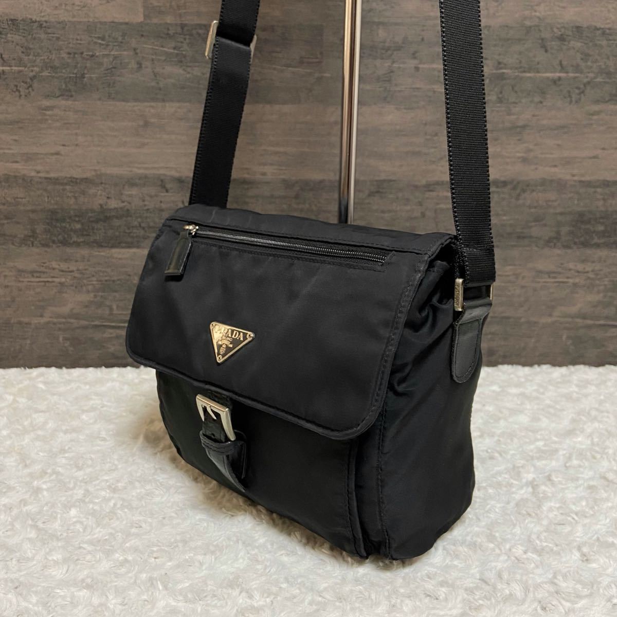 □1円～美品□PRADA プラダ ナイロン×レザー 斜め掛け 肩掛け 