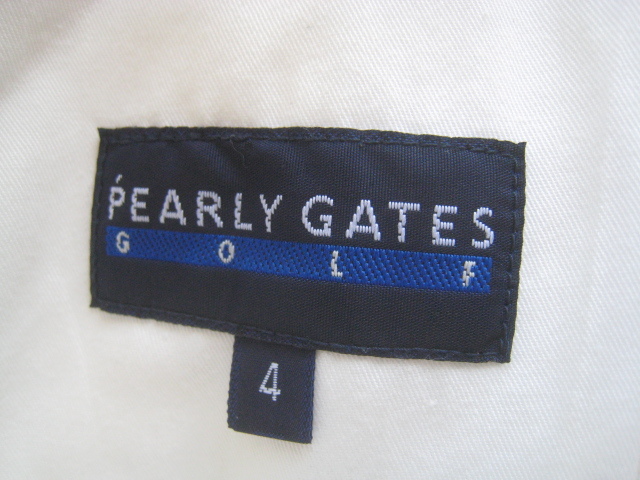 美品!!パーリーゲイツ PEARLY GATES*ロゴタグ付き 2プリーツ テンセルコットンパンツ 4 W84 実寸L 白 ホワイト