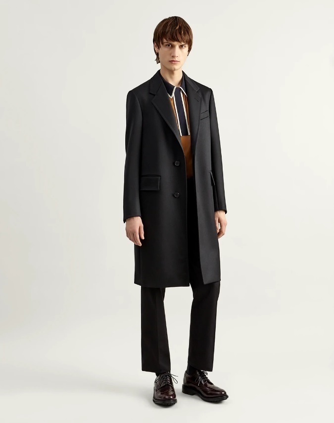 30万新品◇52=L◇dunhillダンヒル 黒フライフロントチェスターコート1 