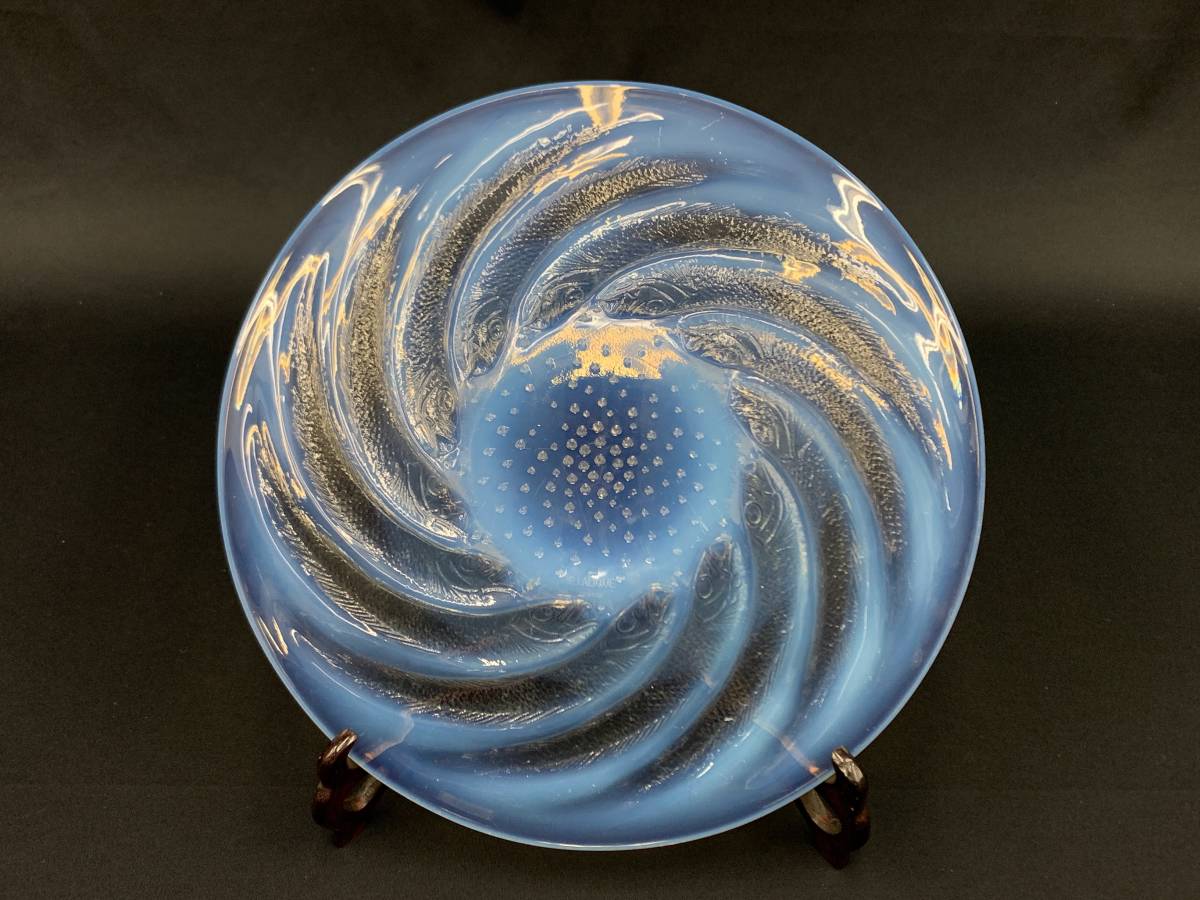 1927-47 RENE LALIQUE オパールセント ガラス プレート POISSONS 30cm