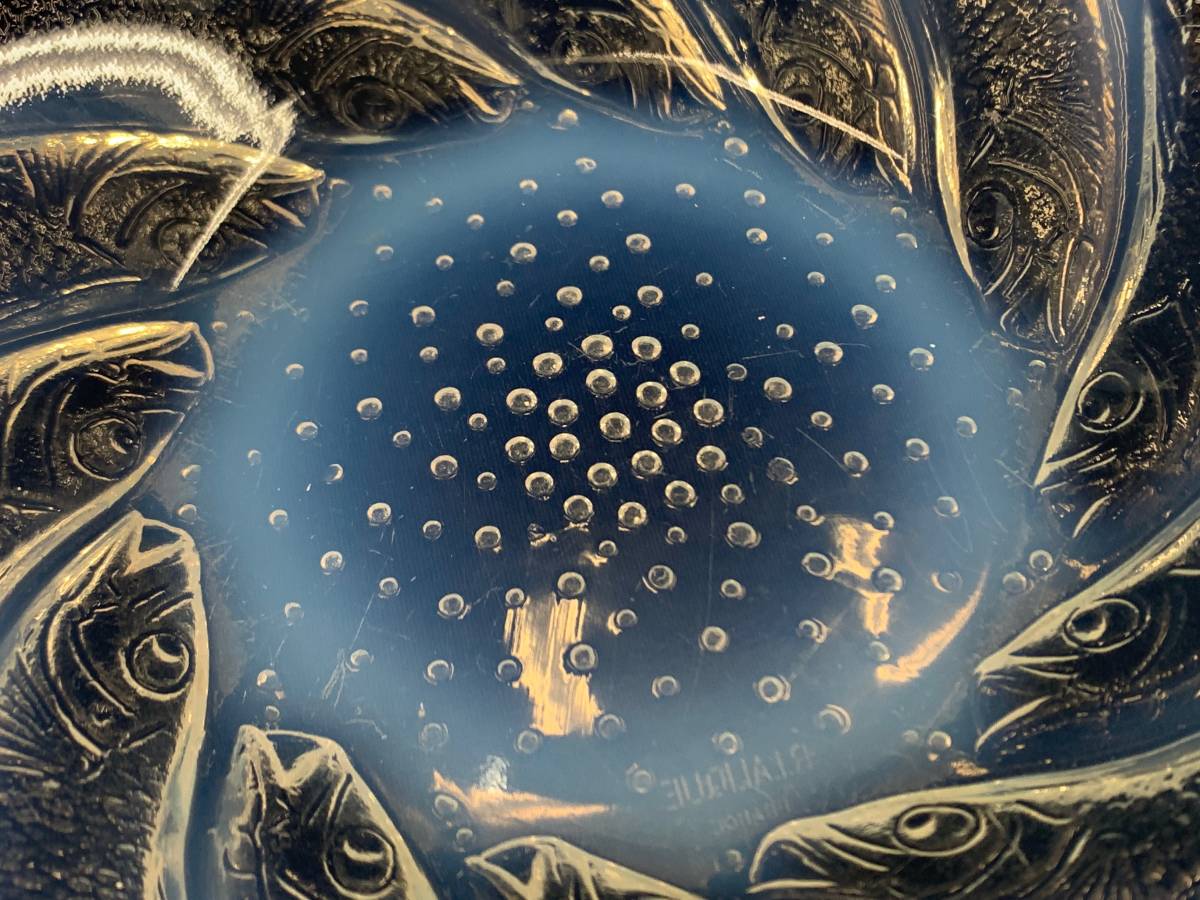 1927-47 RENE LALIQUE オパールセント ガラス プレート POISSONS 30cm