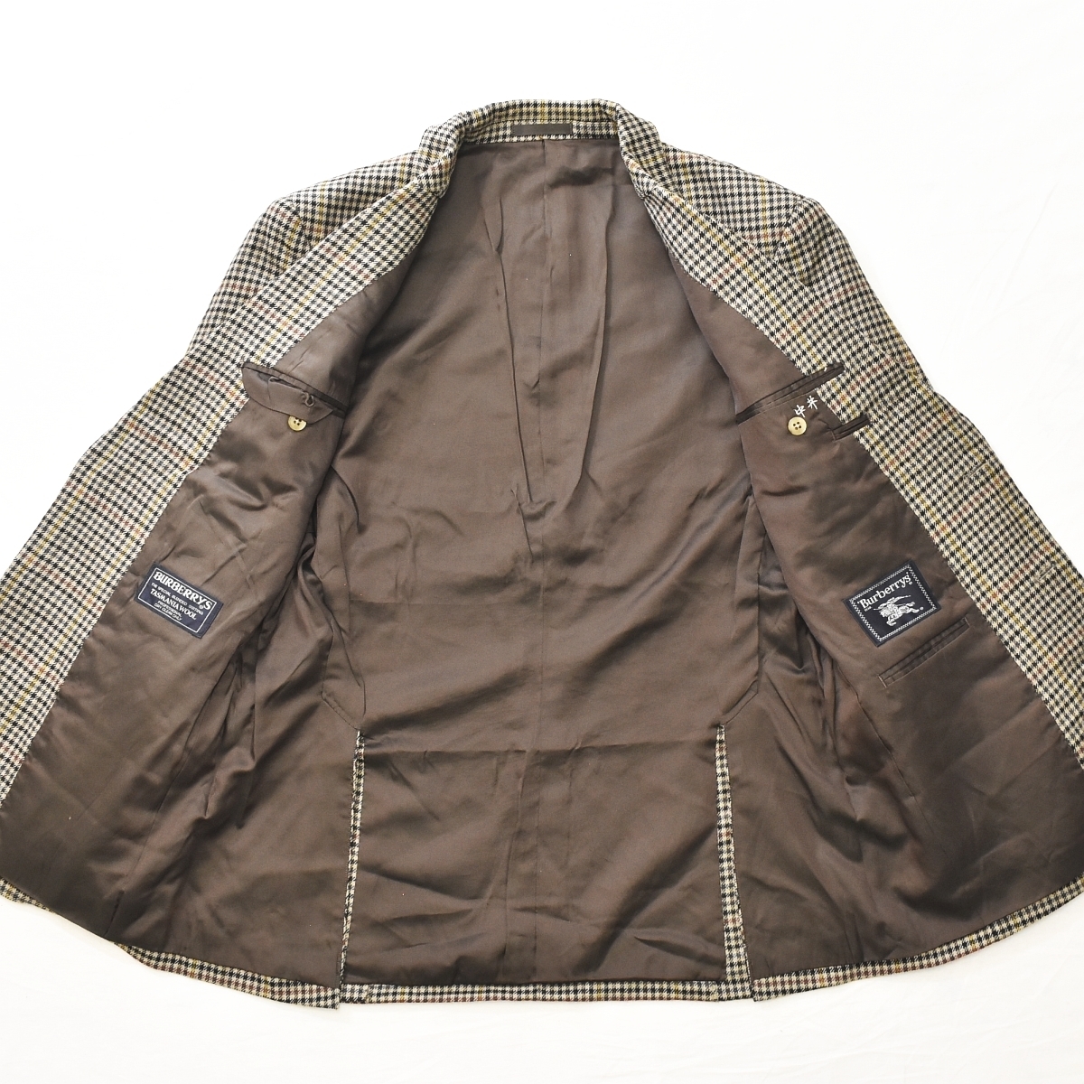 Burberrys ガンクラブ2Bテーラードジャケット 茶 L カシミヤ混