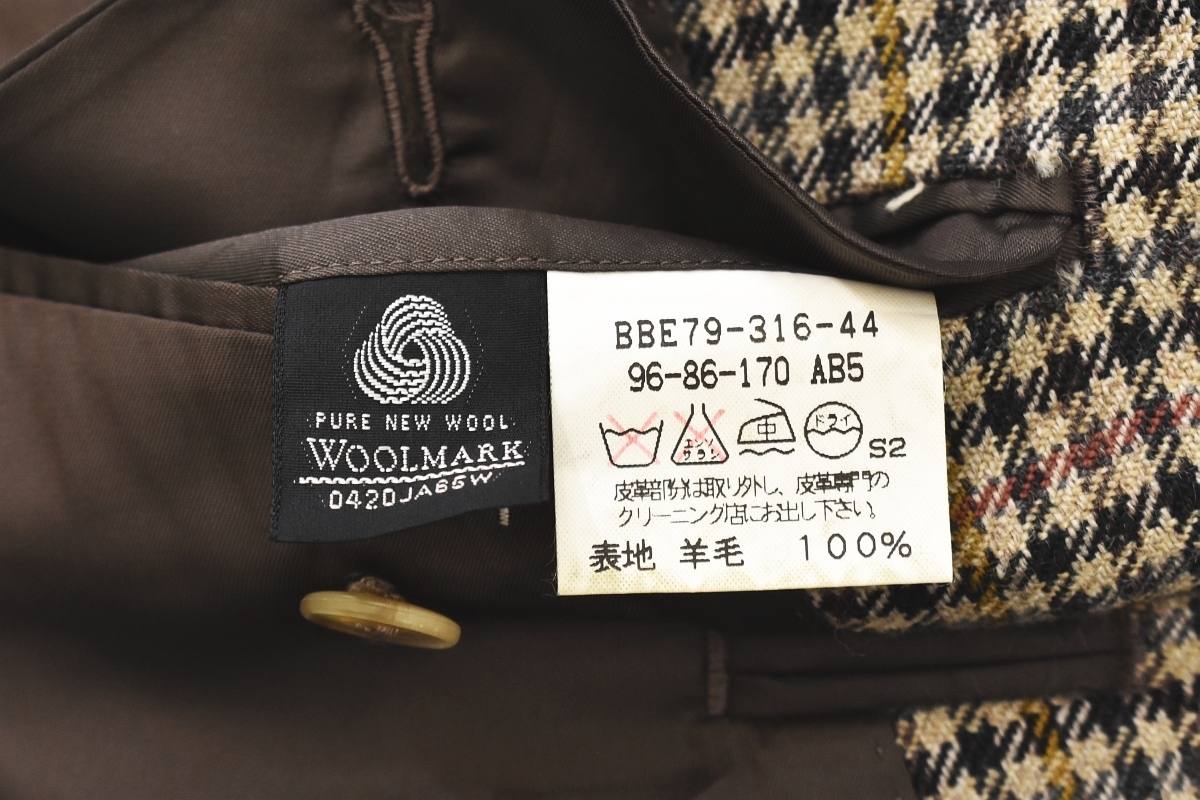 Burberrys ガンクラブ2Bテーラードジャケット 茶 L カシミヤ混