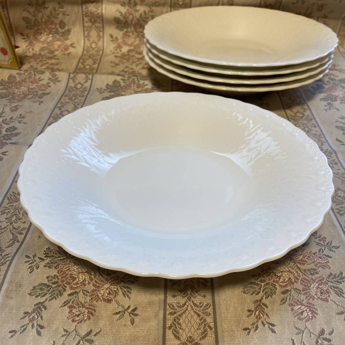NARUMI ナルミ シルキーホワイト 23cm リムスープ皿 5枚セット 廃盤