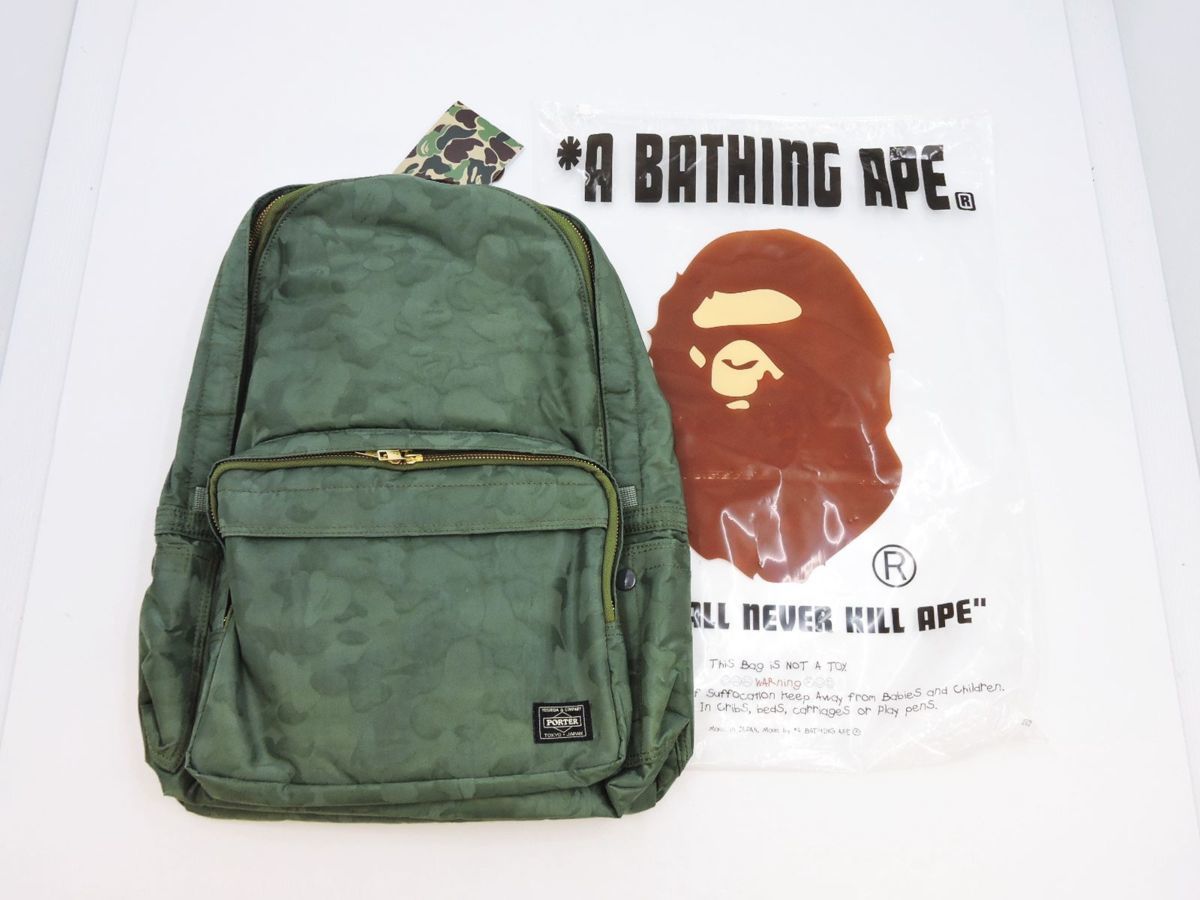 B144S478] 【未使用品】 PORTER × A BATHING APE BAPE × PORTER DAYBAG 