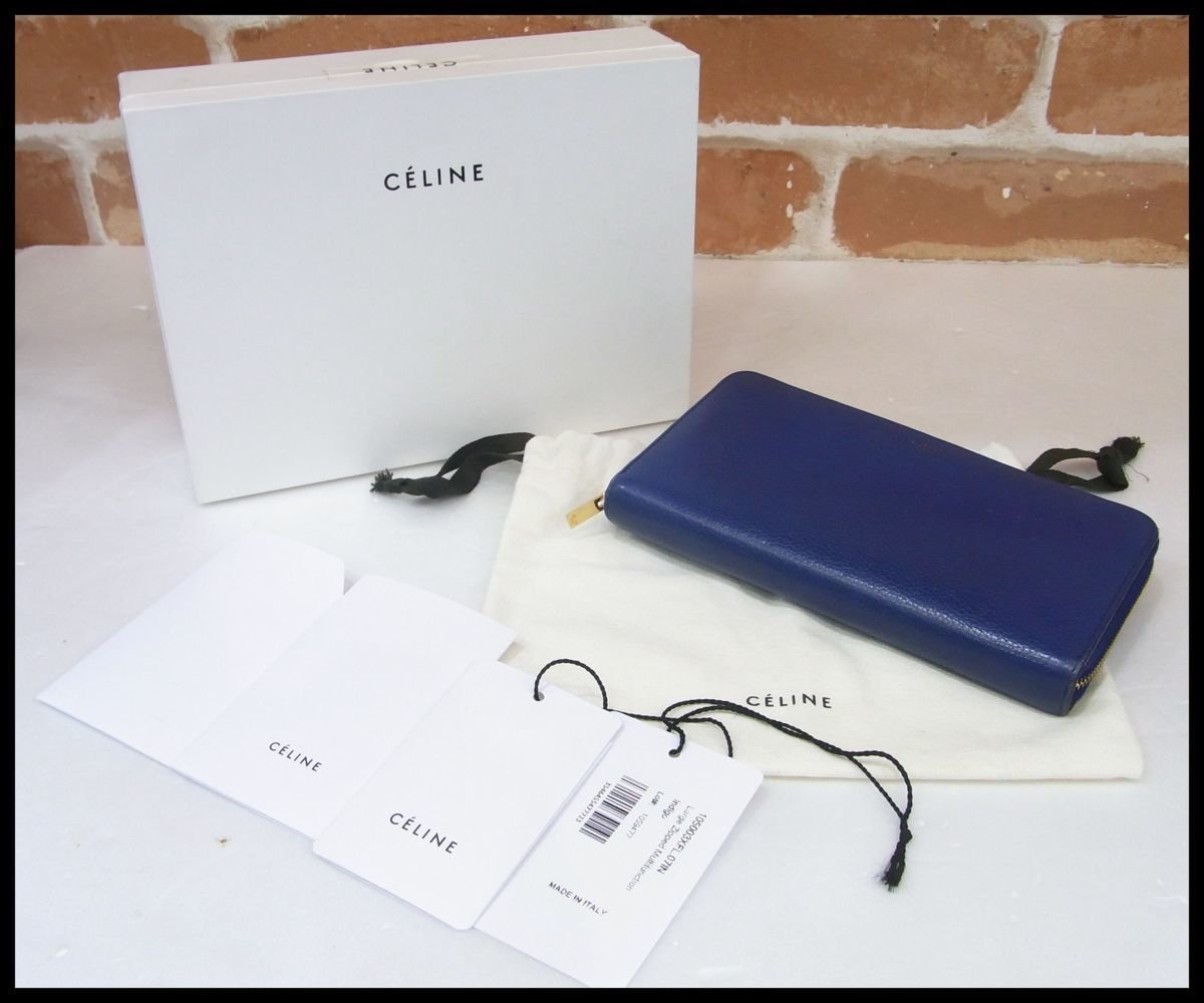 お得，正規品 B312T 本物保証 CELINE セリーヌ ラウンドファスナー長財布 ブルー(女性用財布)｜売買されたオークション情報、yahooの商品情報をアーカイブ公開 - オークファン 服飾小物