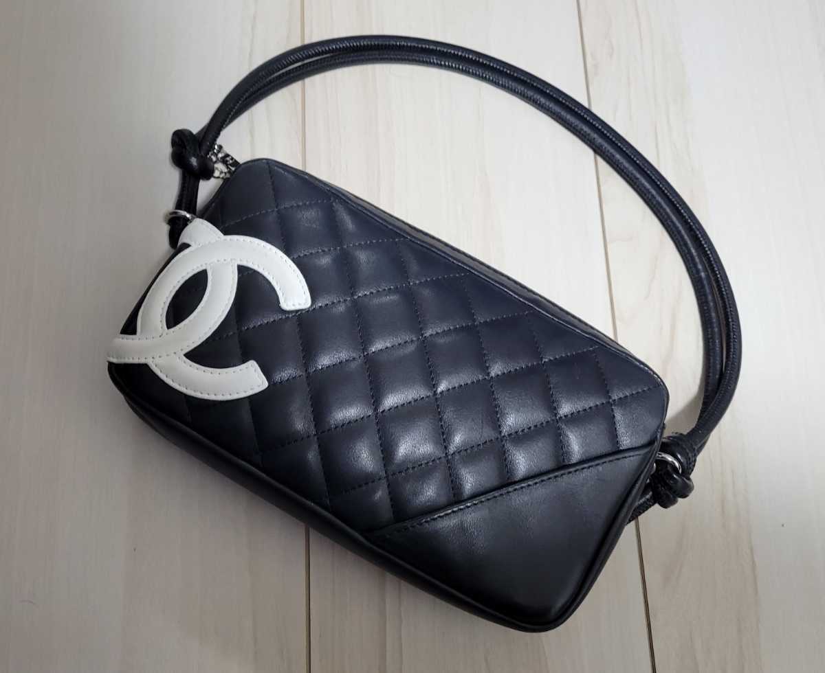 カンボンライン シャネル ブラック CHANEL 布袋付 美品 希少 ホワイト 