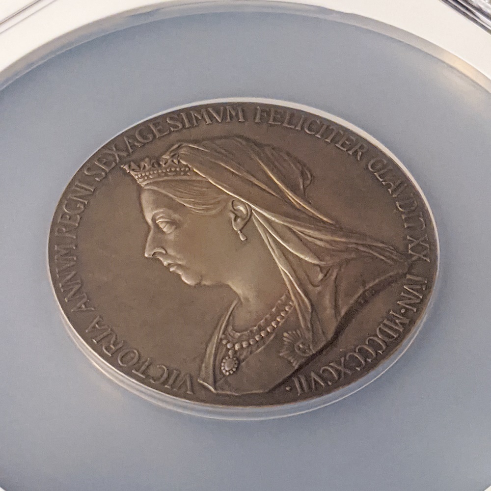 木製box付!!1897年 イギリス 銀貨 大型メダル ヴィクトリア女王 即位60