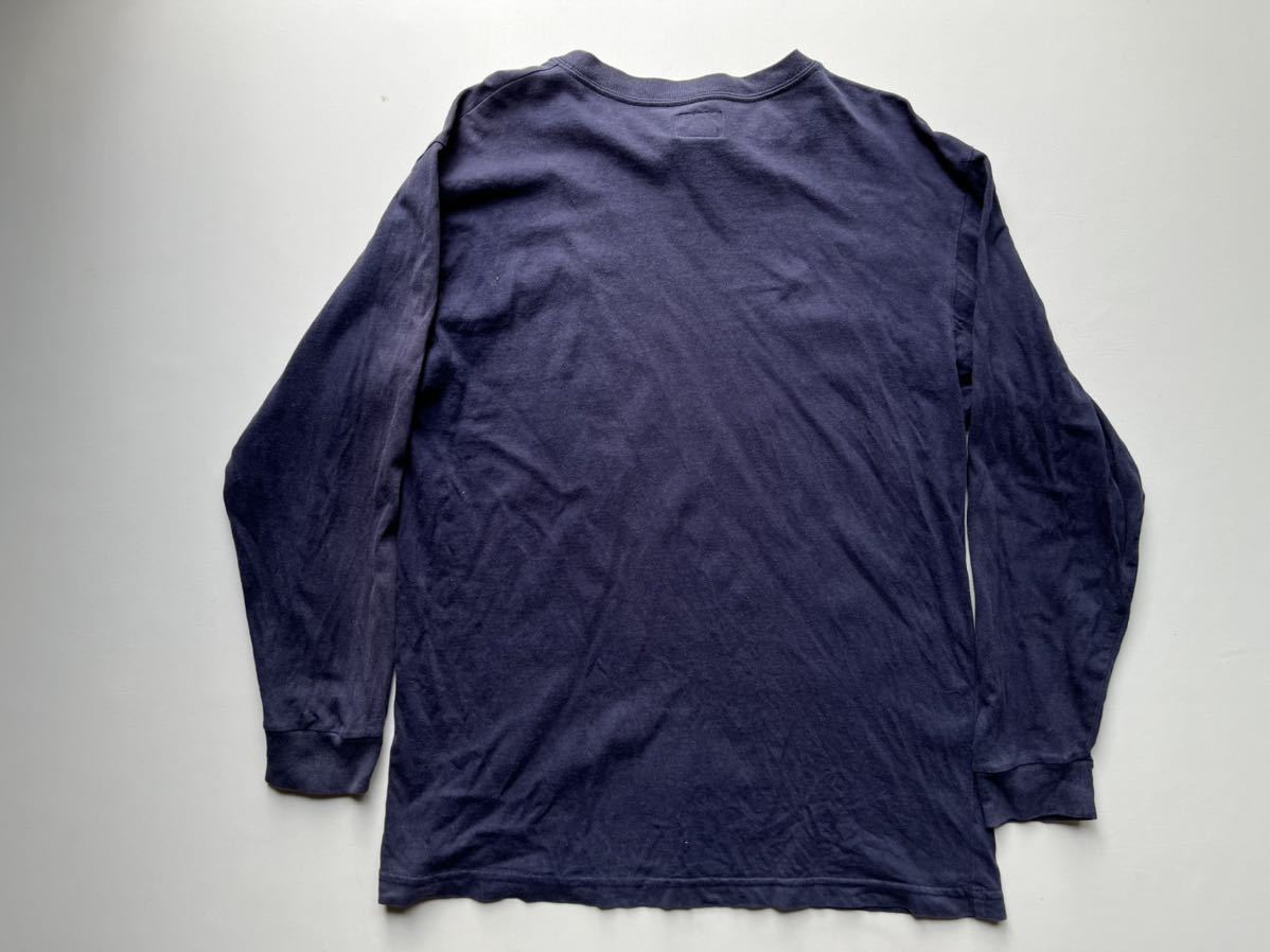 90s STUSSY 長袖シャツ ネイビー USA製 白タグ クラウンロゴ L 90s