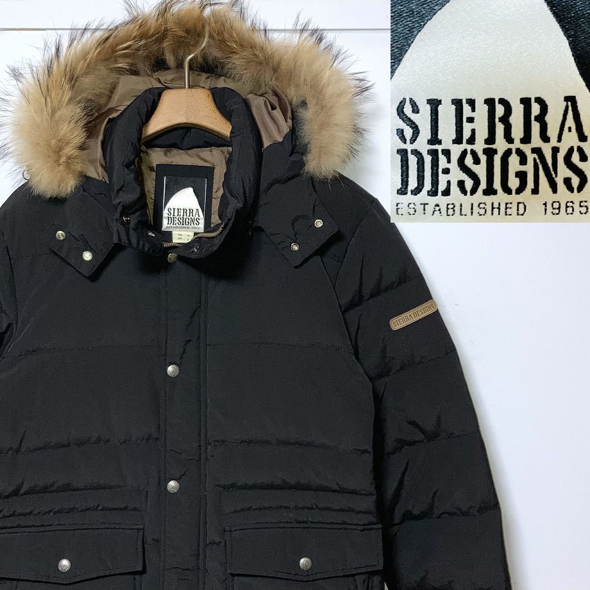  日本別注 シェラデザインズ ラクーンファー付 マウンテンダウンジャケット ブラック 定価29.000円(シエラデザイン)｜売買されたオークション情報、yahooの商品情報をアーカイブ公開 - オーク シエラデザイン