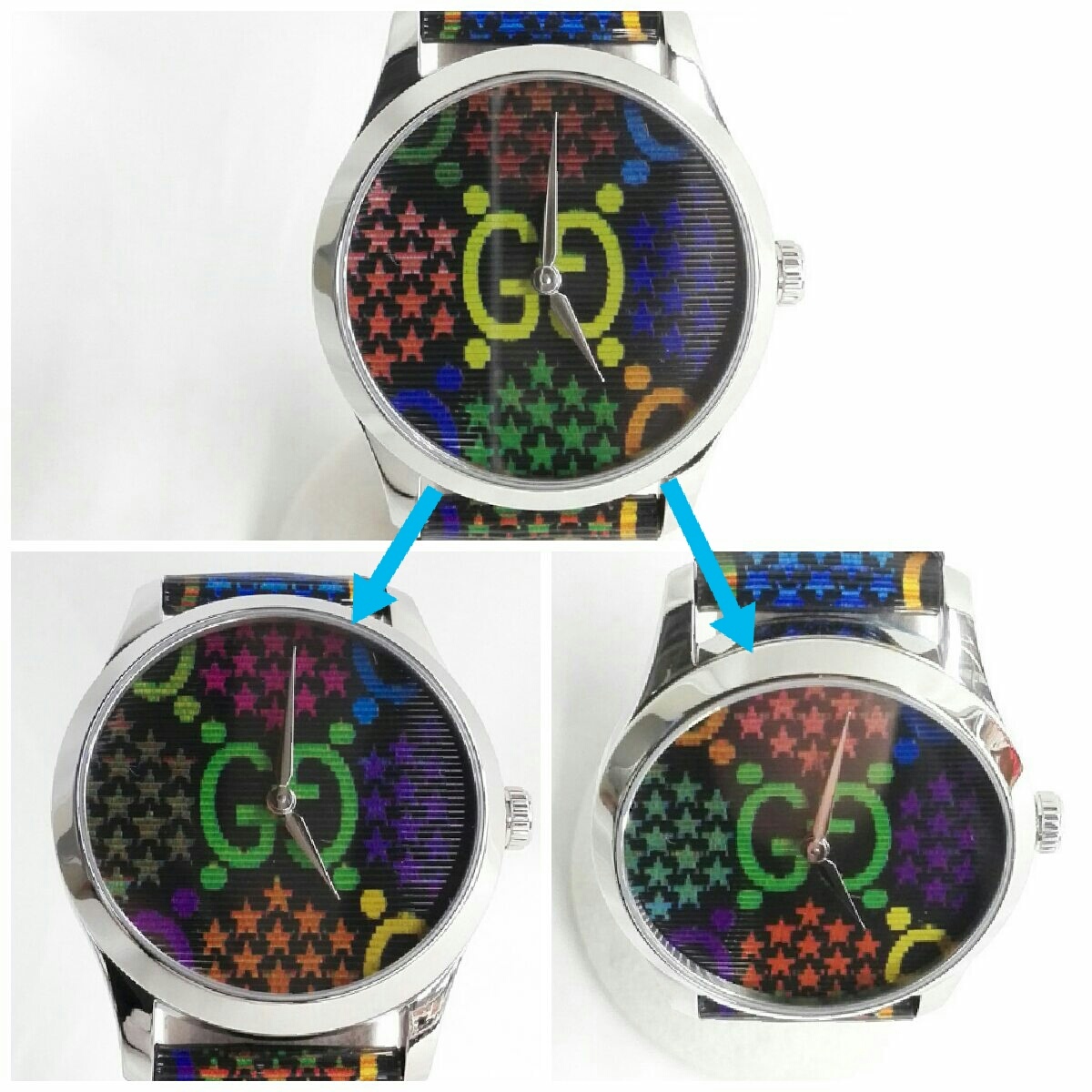 1円スタート！】GUCCI YA1264146 126.4 サイケデリック マルチカラー