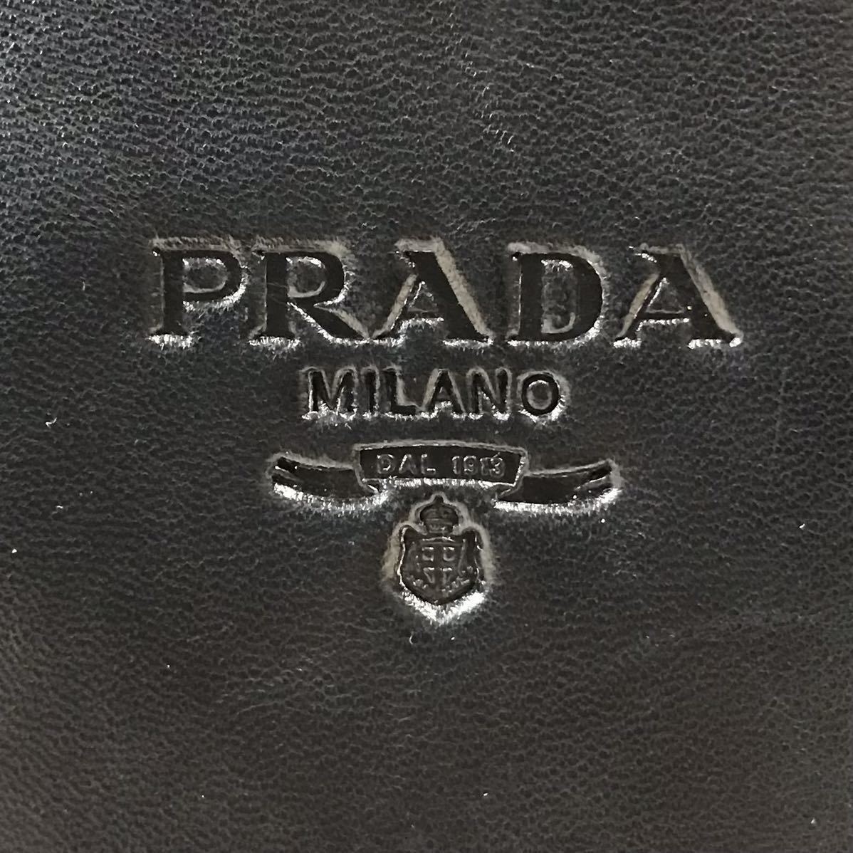 1円】PRADA プラダ 『鑑定済』カーフレザー ナイロン ロゴ 型押し ワン 