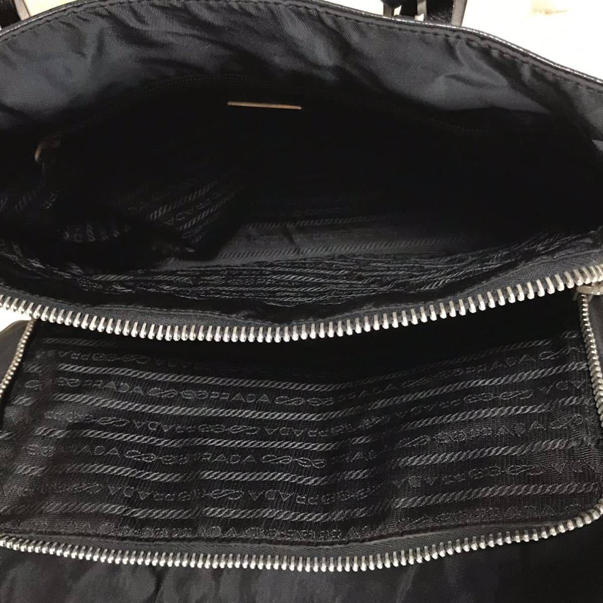 1円】PRADA プラダ 『鑑定済』カーフレザー ナイロン ロゴ 型押し ワン 