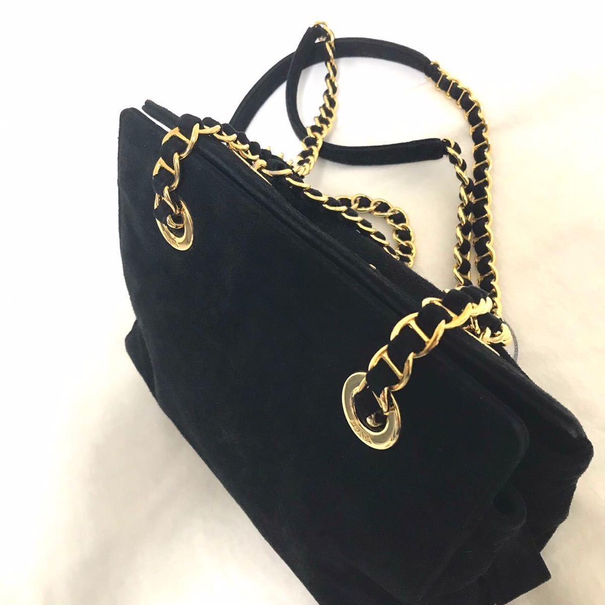 極美品 PRADA プラダ チェーン スエード ショルダーバッグ ブラック 1円スタート◇【極美品】【希少】PRADA プラダ チェーンバッグ