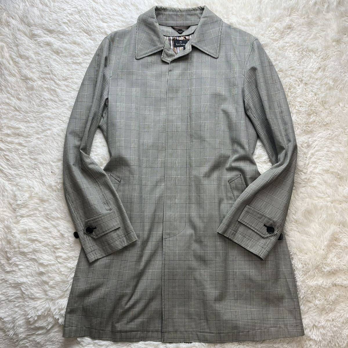 極美品 PS ポールスミス 人気デザイン 『千鳥格子柄』 PS Paul Smith ステンカラーコート ライナー付き マルチストライプ グレー系 Lサイズ Smith Paul ポールスミス SMITH（ポールスミス)中古・古着オンライン通販 PAUL ダブルチェスターコート