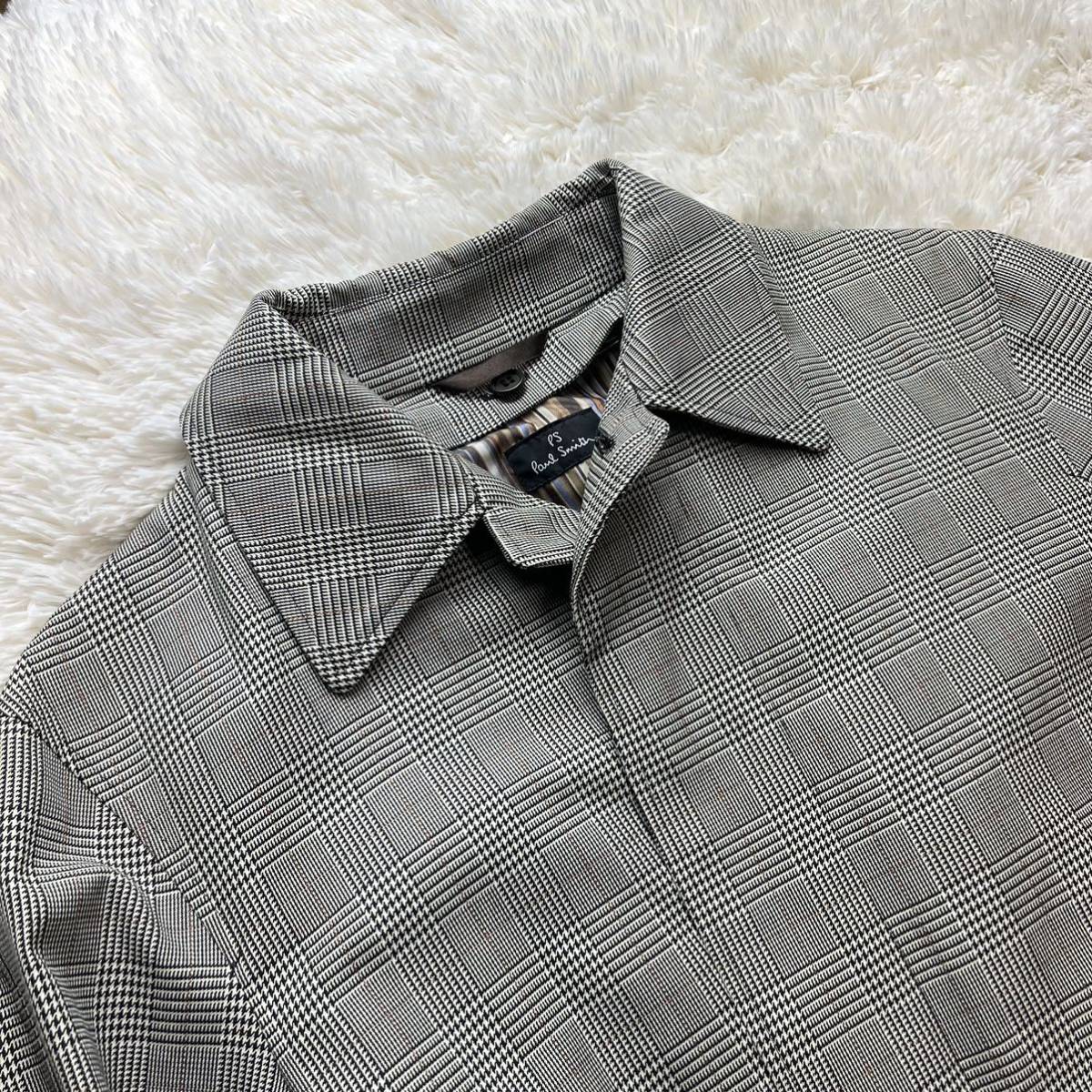 極美品 PS ポールスミス 人気デザイン 『千鳥格子柄』 PS Paul Smith ステンカラーコート ライナー付き マルチストライプ グレー系 Lサイズ Smith Paul ポールスミス SMITH（ポールスミス)中古・古着オンライン通販 PAUL ダブルチェスターコート
