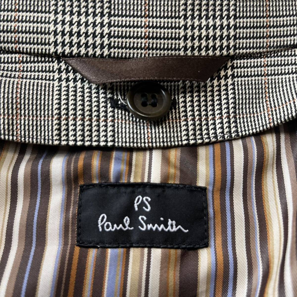 極美品 PS ポールスミス 人気デザイン 『千鳥格子柄』 PS Paul Smith ステンカラーコート ライナー付き マルチストライプ グレー系 Lサイズ Smith Paul ポールスミス SMITH（ポールスミス)中古・古着オンライン通販 PAUL ダブルチェスターコート