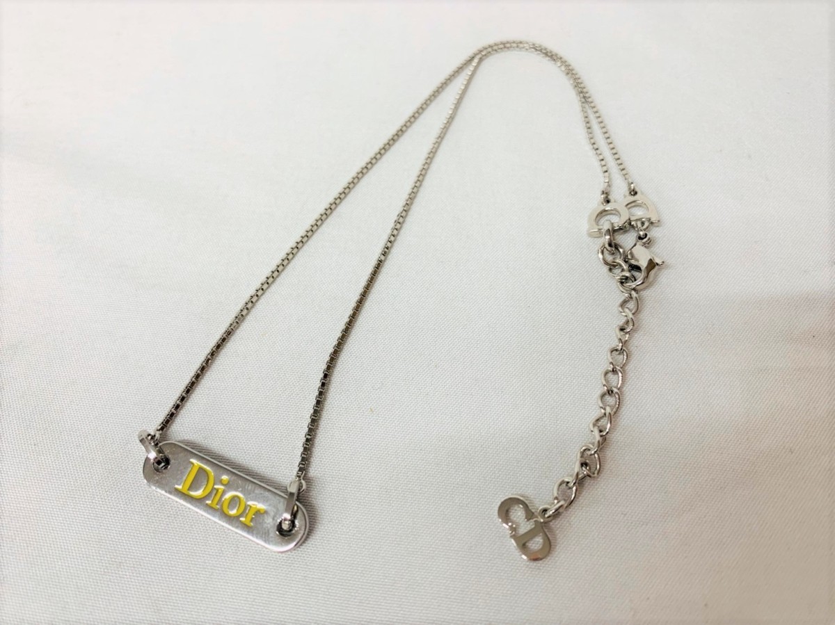 クリスチャンディオール Christian Dior ロゴプレート ネックレス 