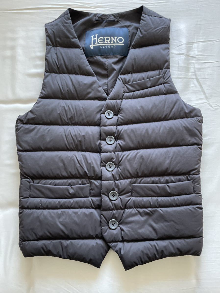 直営店購入/ HERNO ヘルノ LEGEND レジェンド ダークブラウン ダウンベスト インナーベスト ジレ ヌアージュ メンズ ダウン ...