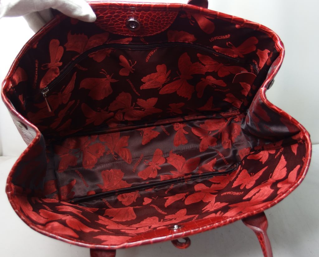 ☆LONGCHAMP ロゾ クロコ 型押し レザー ハンドバッグ トートバッグ