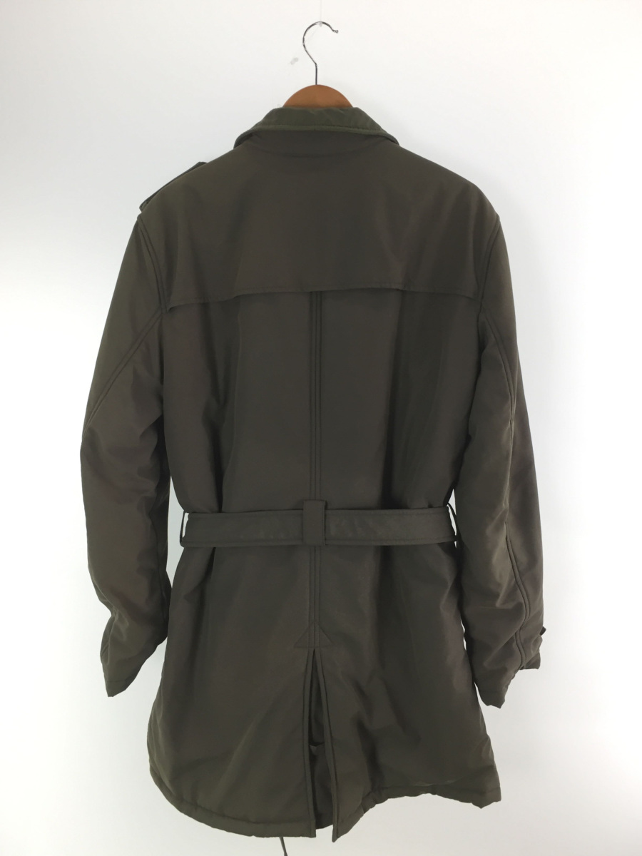 ARMANI JEANS◆中綿コート/ベルト付/トレンチコート/L/コットン/カーキ/緑/無地/中古