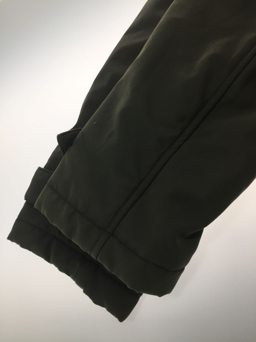 ARMANI JEANS◆中綿コート/ベルト付/トレンチコート/L/コットン/カーキ/緑/無地/中古
