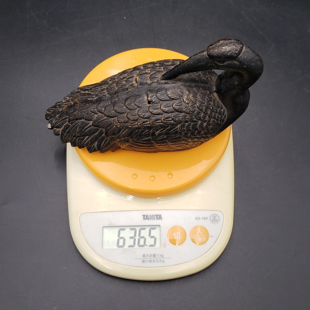 陶器製 鶴香炉 置物 工芸品 美術品 60e202＞ 香炉 鉄製 鶴 つる ツル 古い香炉 金属工芸 美術工芸 置物