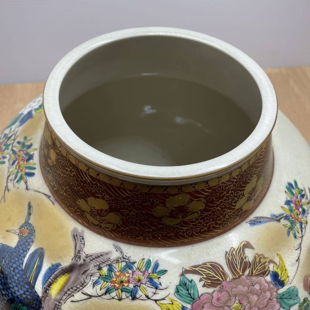 九谷焼 花瓶 花器 壺 秋峰 九谷 | 山茶花 つぼ 鶴 花鳥 大花瓶 勇峰